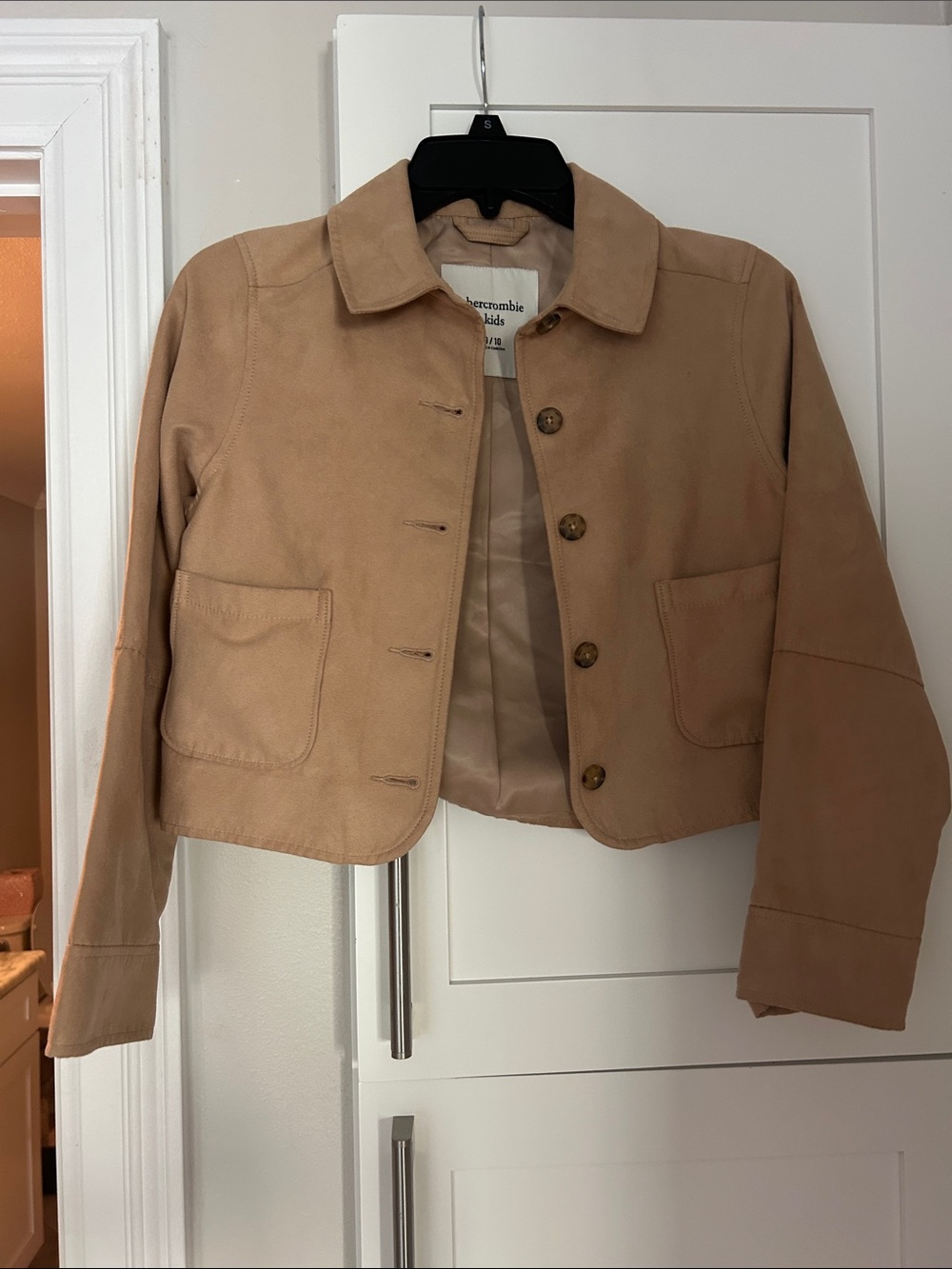 Abercrombie & Fitch Cropped Tan Button Jacket